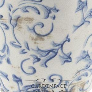 Keramický obal na květináč modrý vzor patina