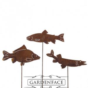  zahradní kovový zápich s patinou - ryby set 3ks