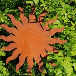 zahradní kovový zápich s patinou - slunce velké