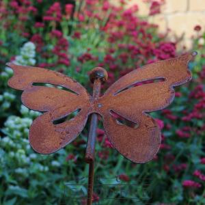  zahradní kovový zápich s patinou - motýl velký