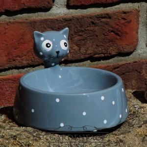  keramická miska pro kočky "puntík" šedá