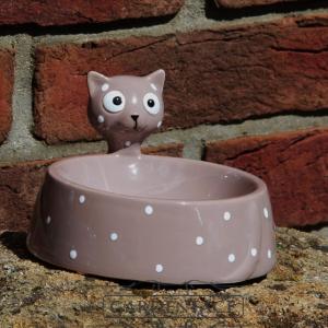 keramická miska pro kočky "puntík" hnědá