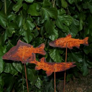  zahradní kovový zápich s patinou - ryby set 3ks