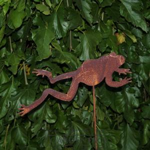  zahradní kovový zápich s patinou - žába