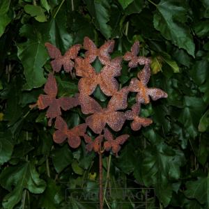  zahradní kovový zápich s patinou - motýlí rej výška 60cm