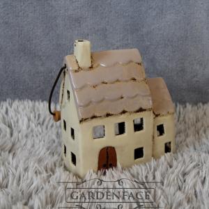  keramický domeček - svícen starorůžový  20cm 