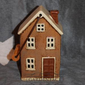  keramický domeček - svícen hnědý 19 cm 