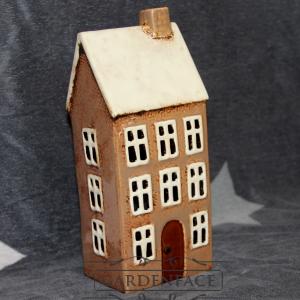 keramický domeček - svícen hnědý 23cm 