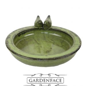 keramické pítko/ptačí koupel zelené