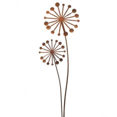 kovový zápich odkvetlá pampeliška 2 květy