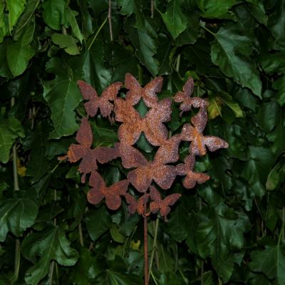  zahradní kovový zápich s patinou - motýlí rej výška 60cm